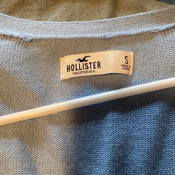 Blue and white cropped button up cardigan-S - Picture 3 of 5